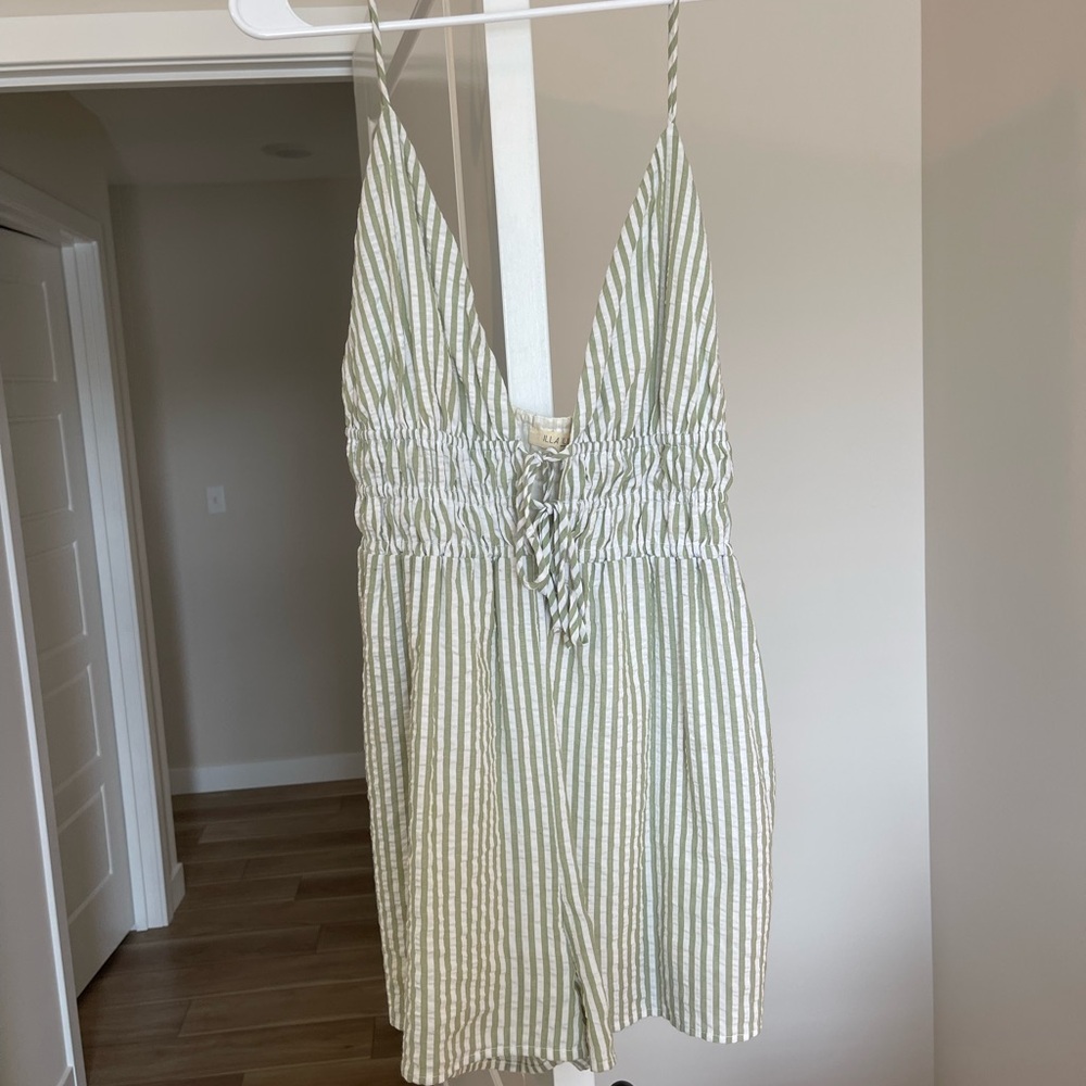 Large Francesca's Collections Green and White Striped Dress